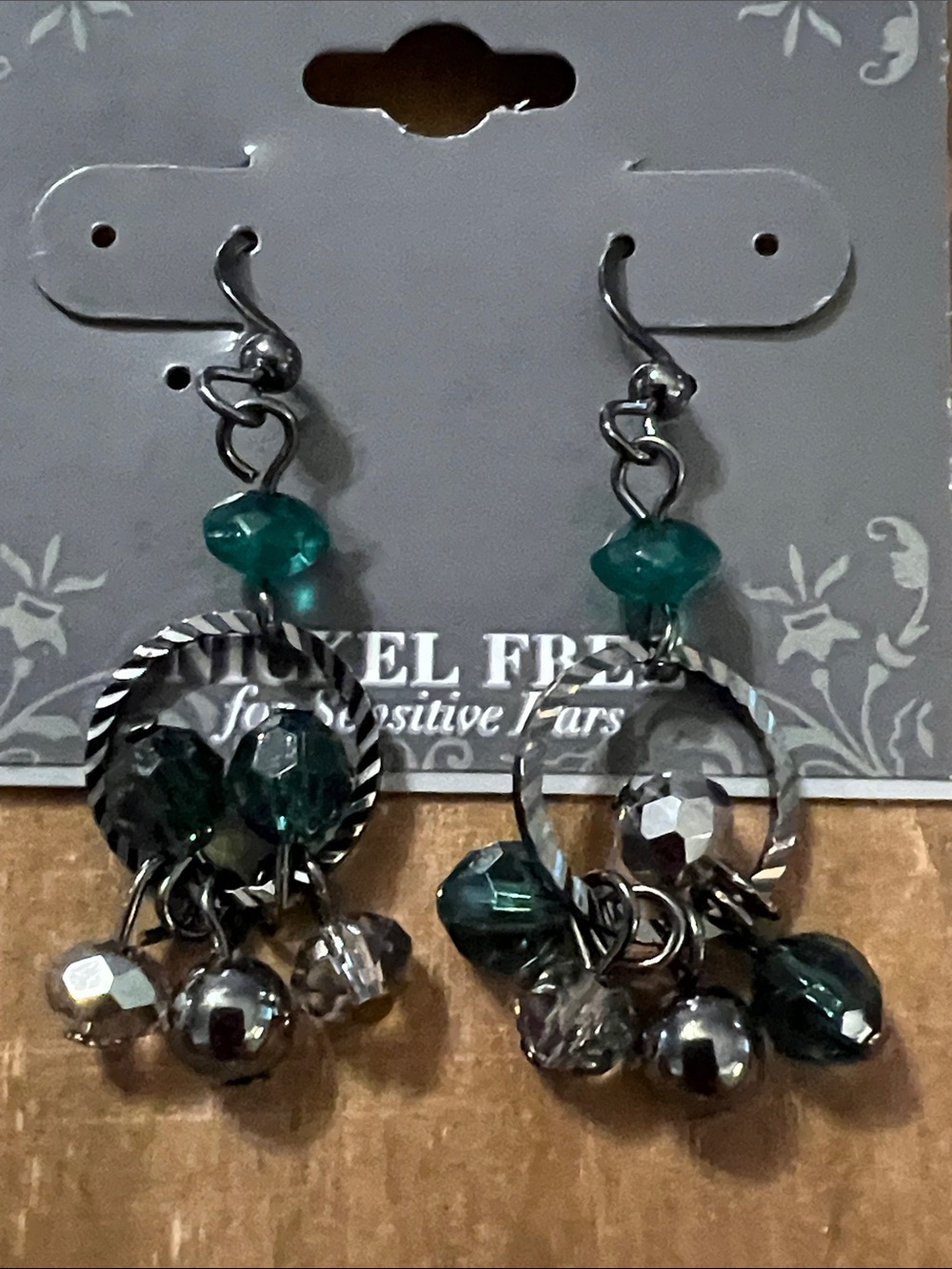 3/$18 Dressbarn  Green Beaded Dangle Earrings - Hypoallergenic Lot 783